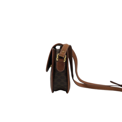 CELINE Macadam Blason Round Shoulder bag Brown Vintage v54uj5