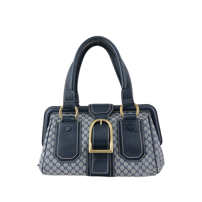 CELINE Blason Front Buckle Handbag Navy Vintage rk6nfn