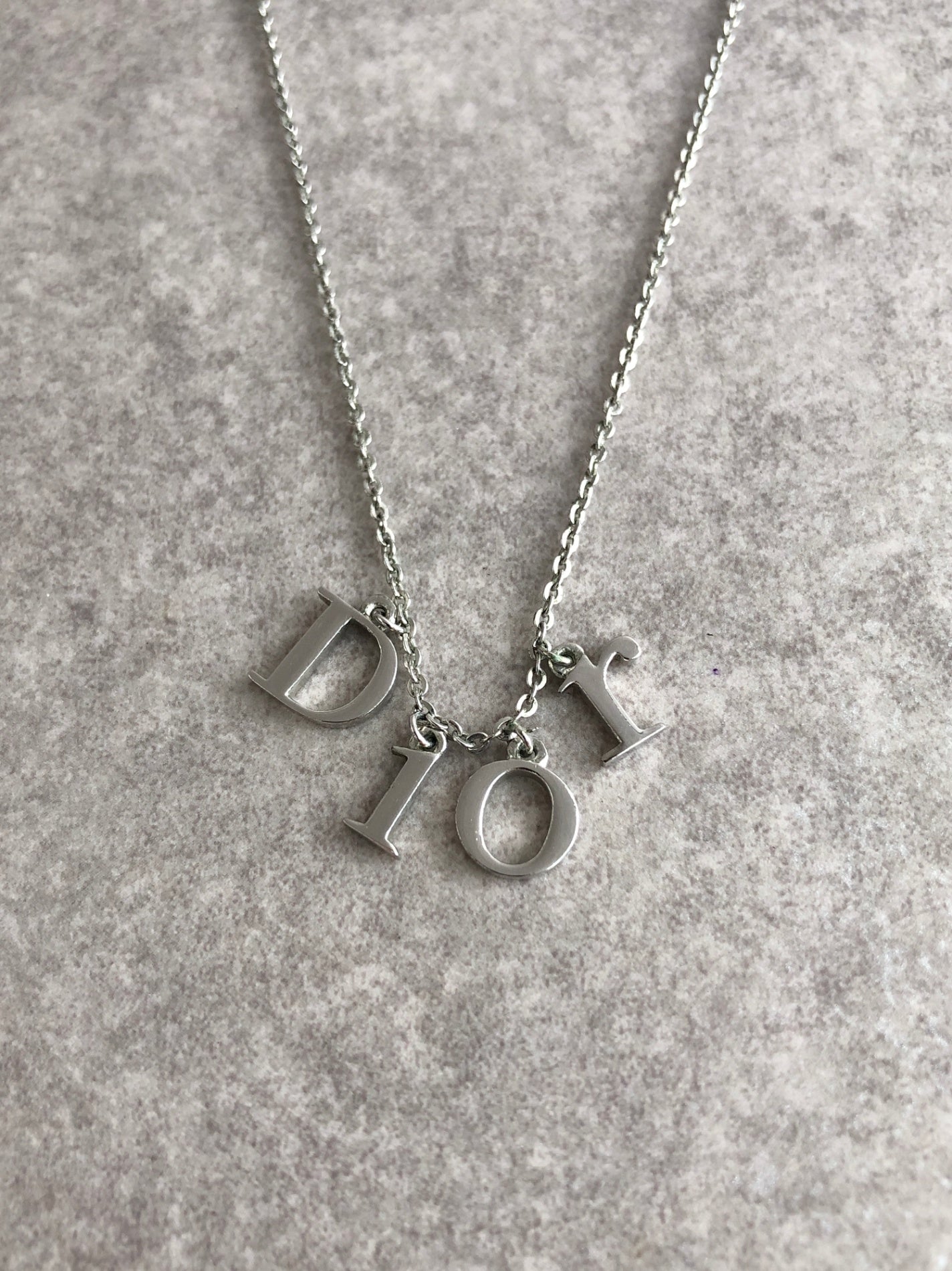 Christian Dior Logo Charm Necklace Silver Vintage mbwcef