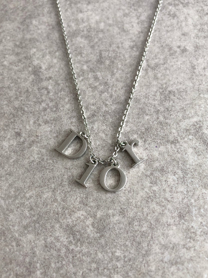 Christian Dior Logo Charm Necklace Silver Vintage mbwcef