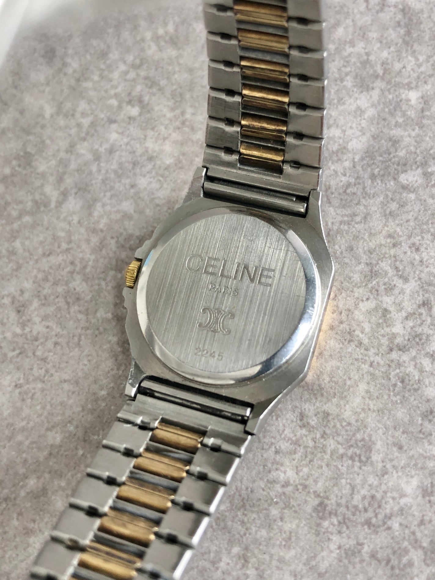 CELINE Logo Watch Silver×Gold 2245 Vintage d4racx