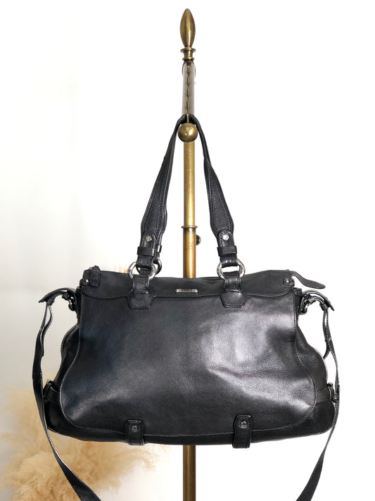 CELINE Triomphe Two-way Handbag  Shoulder bag Black Vintage 4xt5x6