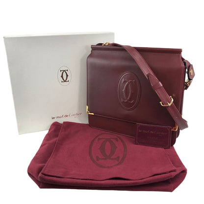 Cartier Flap Shoulder bag Bordeaux Vintage 26hrc3