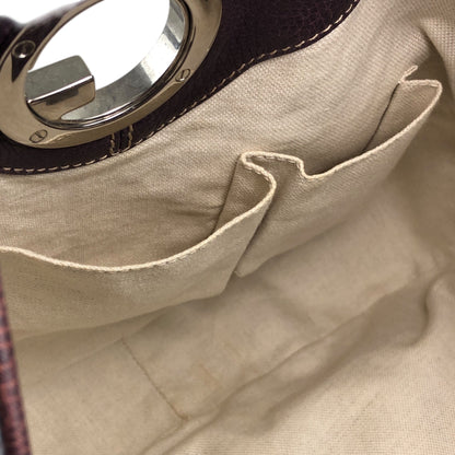 GUCCI Logo Embossed Shoulder bag Brown Vintage 8svbt5