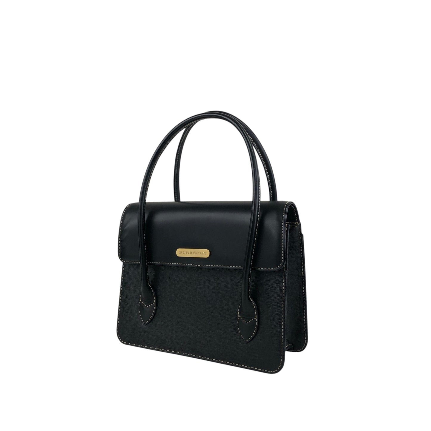BURBERRY Logo Handbag Black Vintage 3ziibs