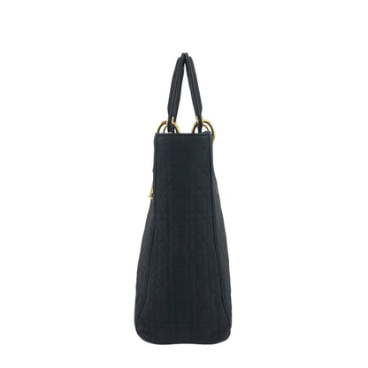 Christian Dior Cannage Logo Charm Handbag Black Vintage 2camf8