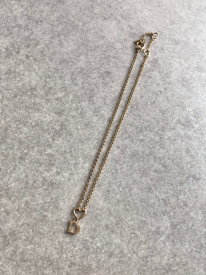 Christian Dior D Motif Rhinestone Necklace Gold Vintage yjzjbw