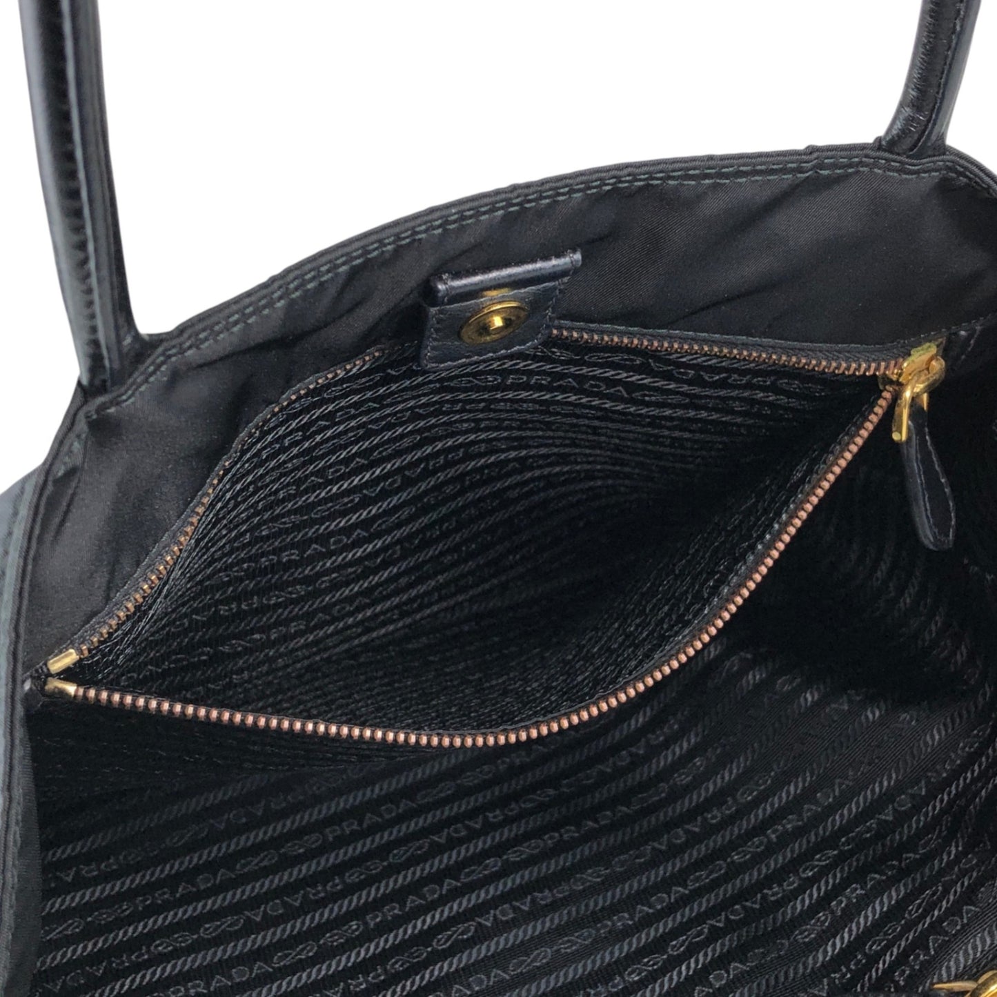 PRADA Tessuto Triangle Logo Handbag Totebag Black Vintage zahf6a