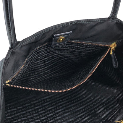 PRADA Tessuto Triangle Logo Handbag Totebag Black Vintage zahf6a
