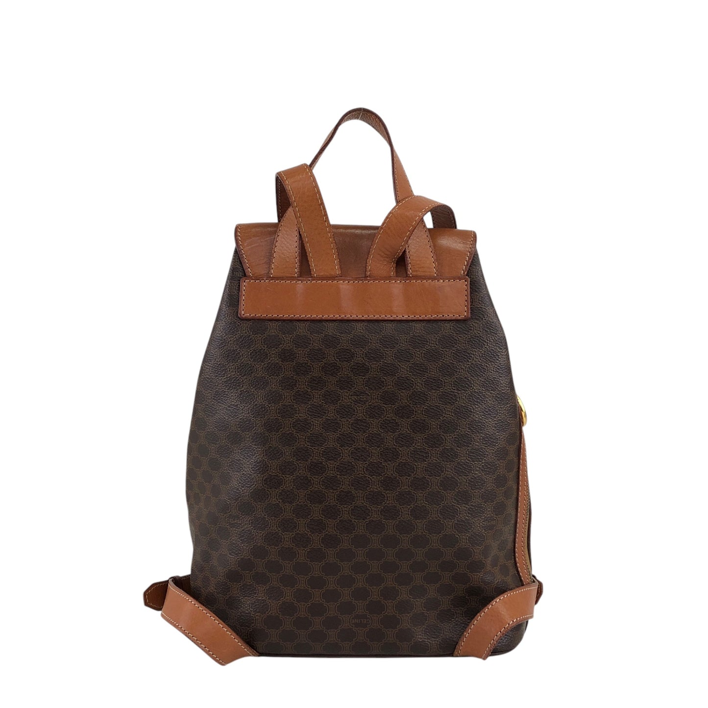 CELINE Macadam 圓形標誌吊飾背包棕色復古 idh7rg