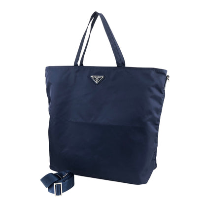 PRADA Tessuto Triangle Logo Two-way Handbag Shoulder bag Navy Vintage edw7hz