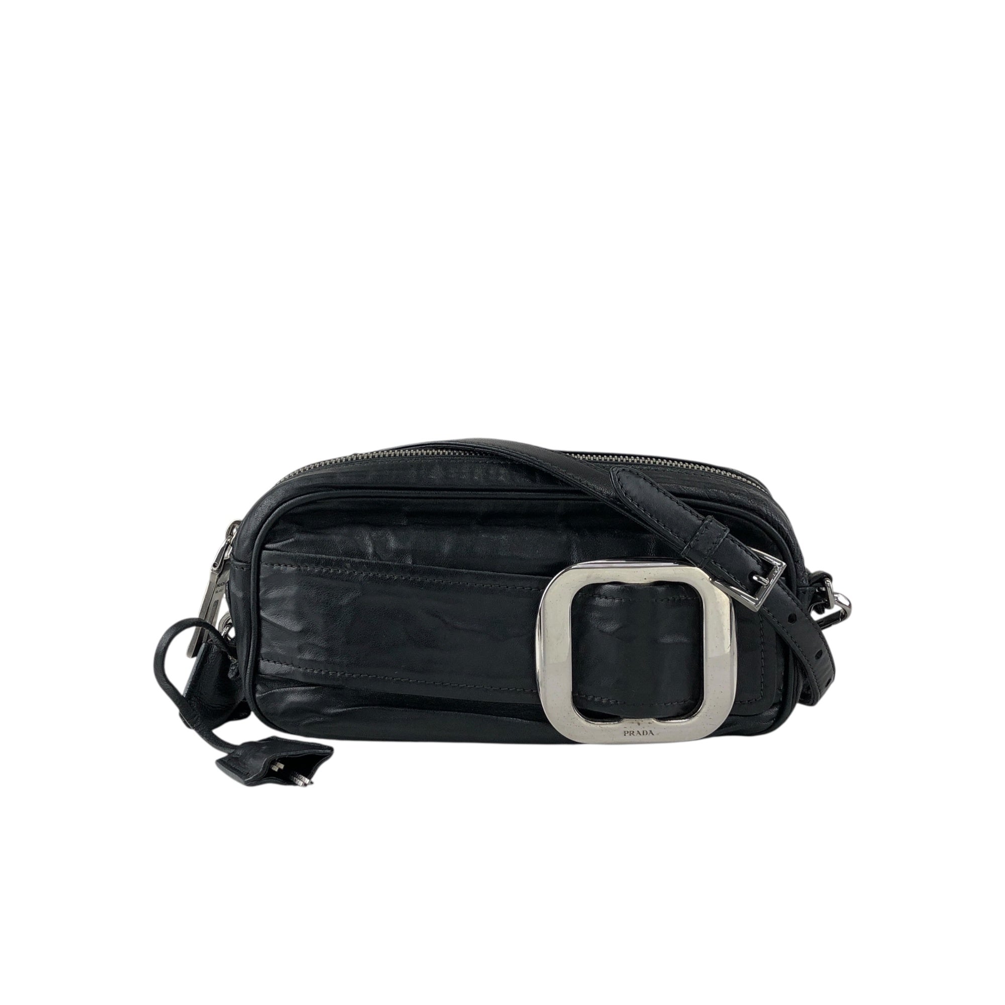 PRADA Buckle Shoulder bag Black Vintage cdnxfz – VintageShop solo