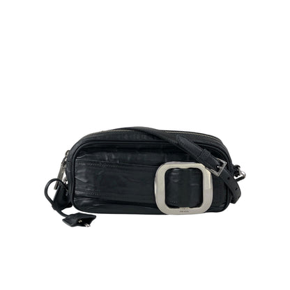 PRADA Buckle Shoulder bag Black Vintage cdnxfz