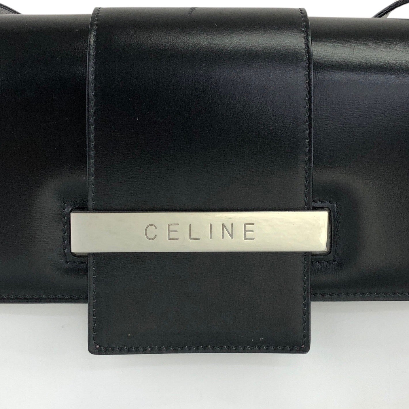 CELINE Shoulder bag White×Black Vintage d2pyg5
