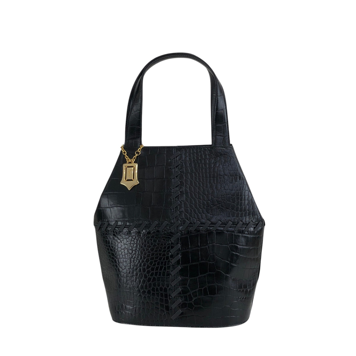 Yves Saint Laurent YSL Logo Cassandra Handbag Black Vintage hi7662