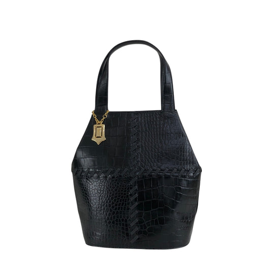 Yves Saint Laurent YSL Logo Cassandra Handbag Black Vintage hi7662