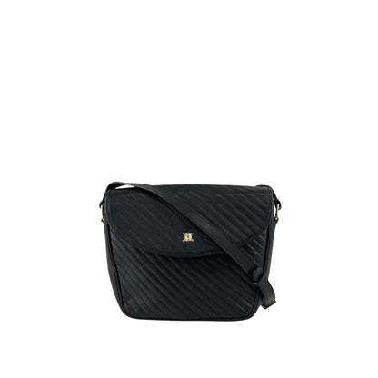 CELINE Blason Bias Stitch Shoulder bag Black Vintage hbufuu