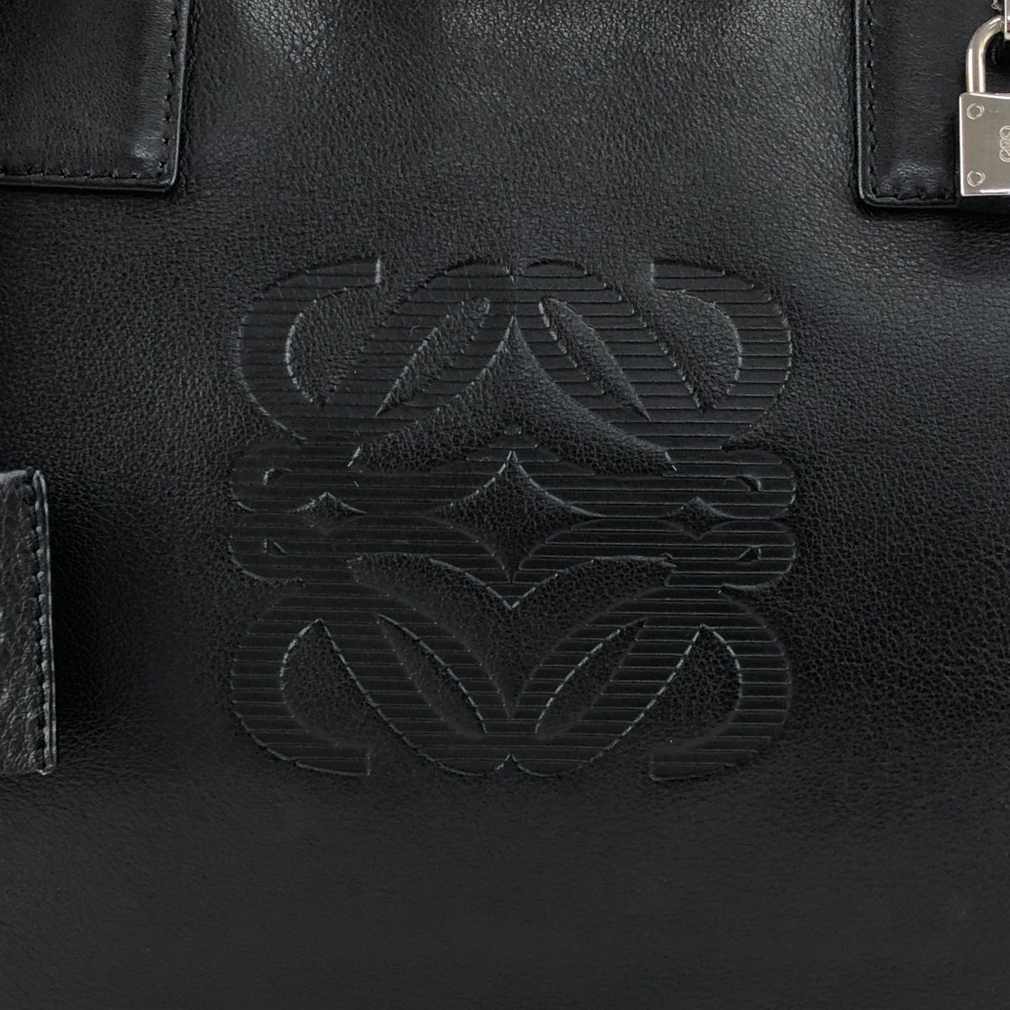 LOEWE Amazona36 Anagram Small Boston bag Handbag Black Vintage gc7zrx