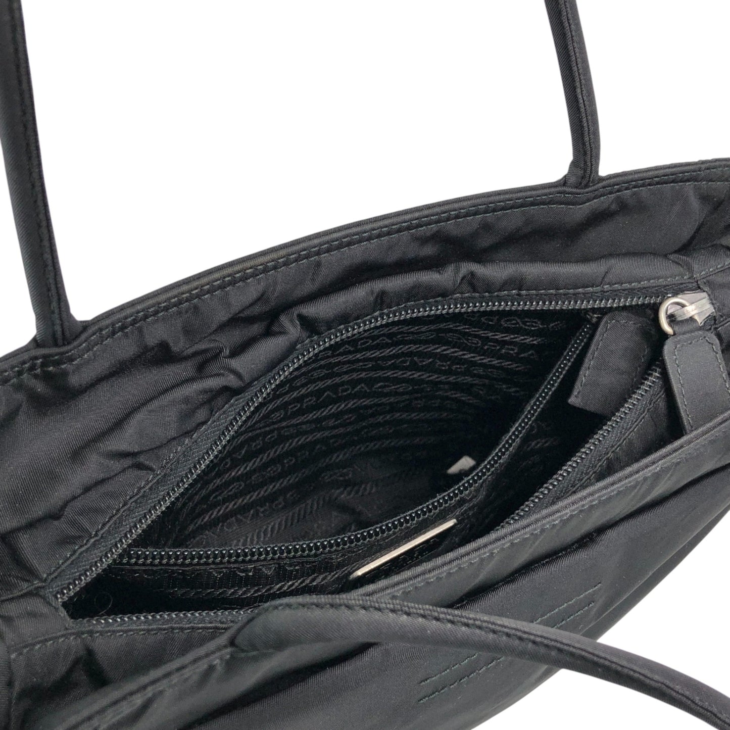 PRADA Tessuto Triangle Logo Totebag Black Vintage bfw3nz