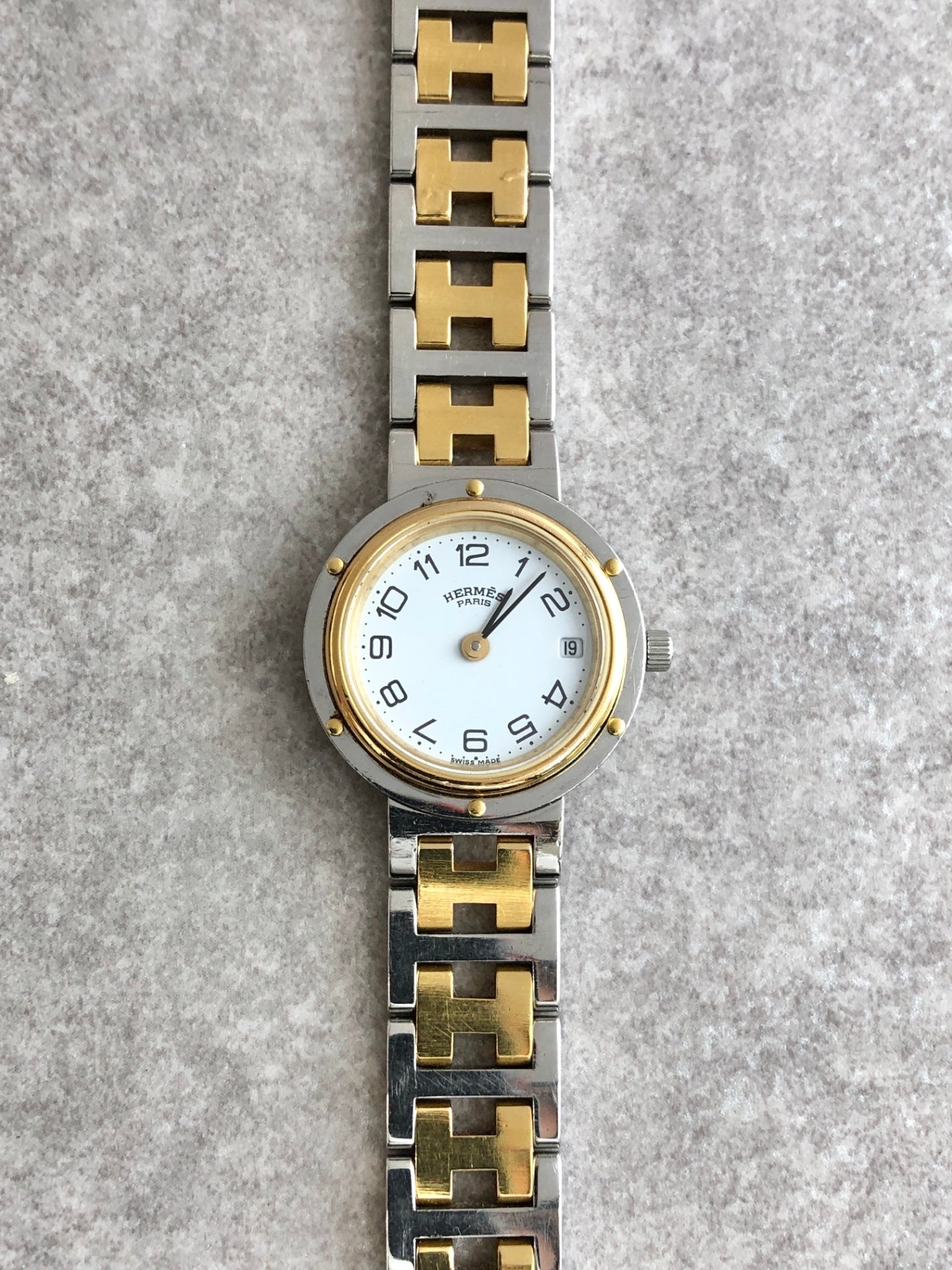 HERMES Watch Silver×Gold Vintage wri6ch