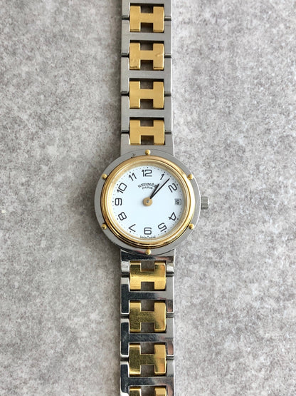 HERMES Watch Silver×Gold Vintage wri6ch