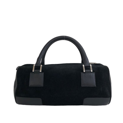 LOEWE Amazona Anagram Padlock Suede Leather Handbag Boston bag Black Vintage ybmbag