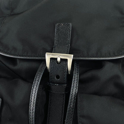 PRADA Triangle Logo Front Buckle Shoulder bag Black Vintage fkfvej