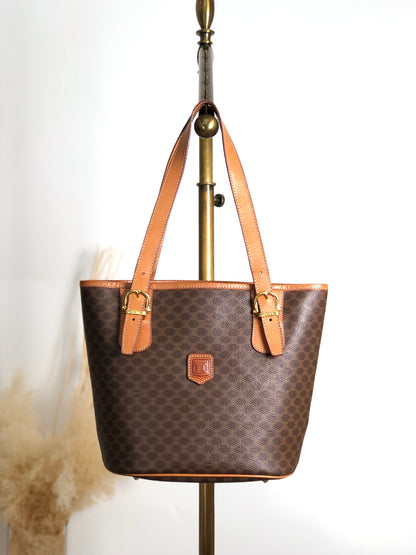 CELINE Macadam Blason Handbag Totebag Brown M94 Vintage a5px6p