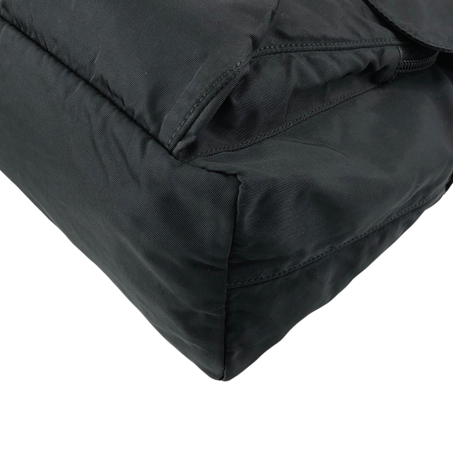 PRADA Tessuto Triangle Logo Front Buckle Shoulder bag Black Vintage dh6ap8