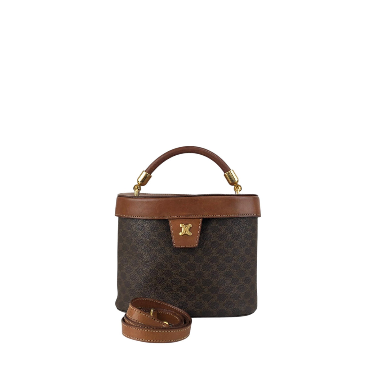 CELINE Macadam Blason Two-way Vanity bag Shoulder bag Brown Vintage me53ak