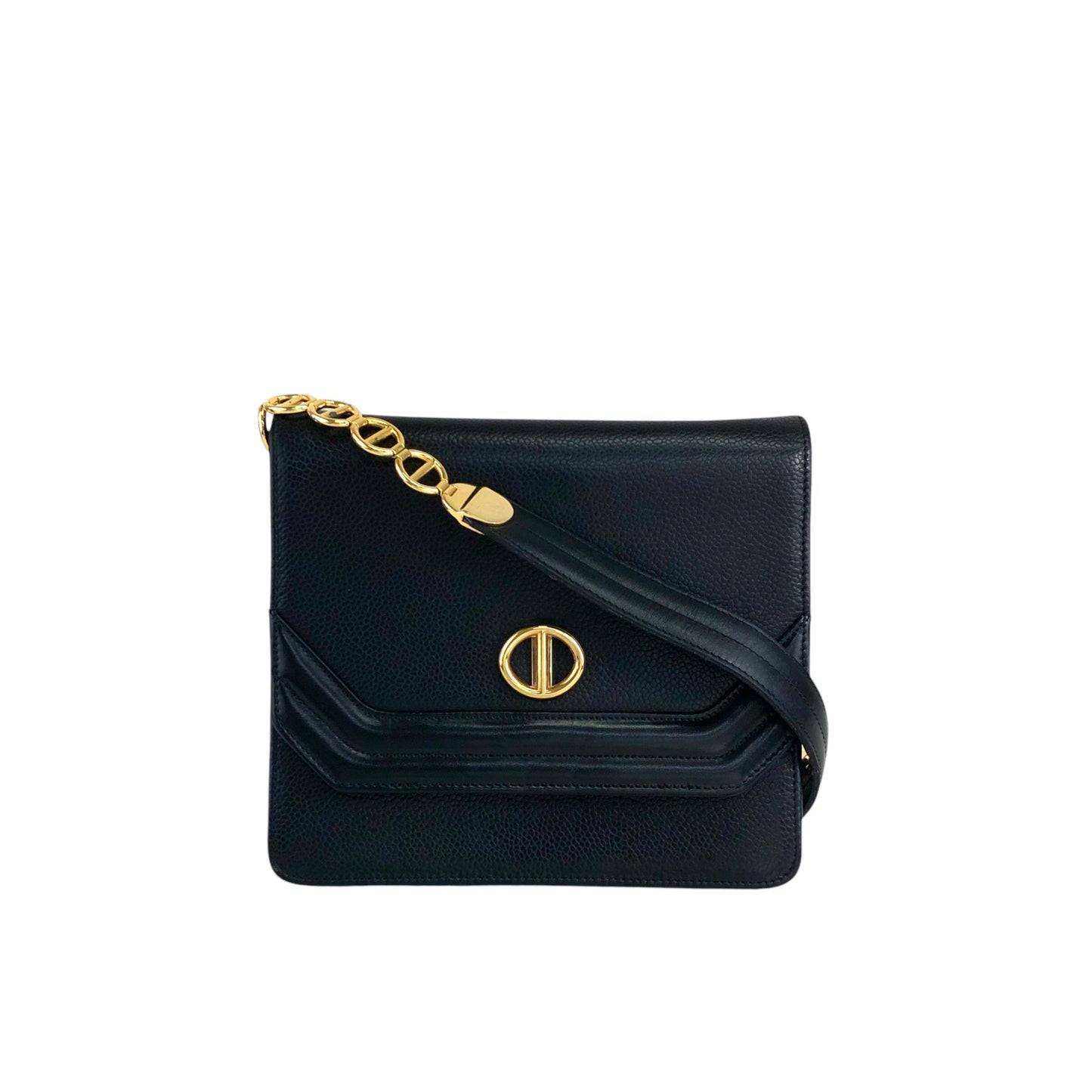 Christian Dior CD Logo Chain Shoulder bag Black Vintage m5evcd