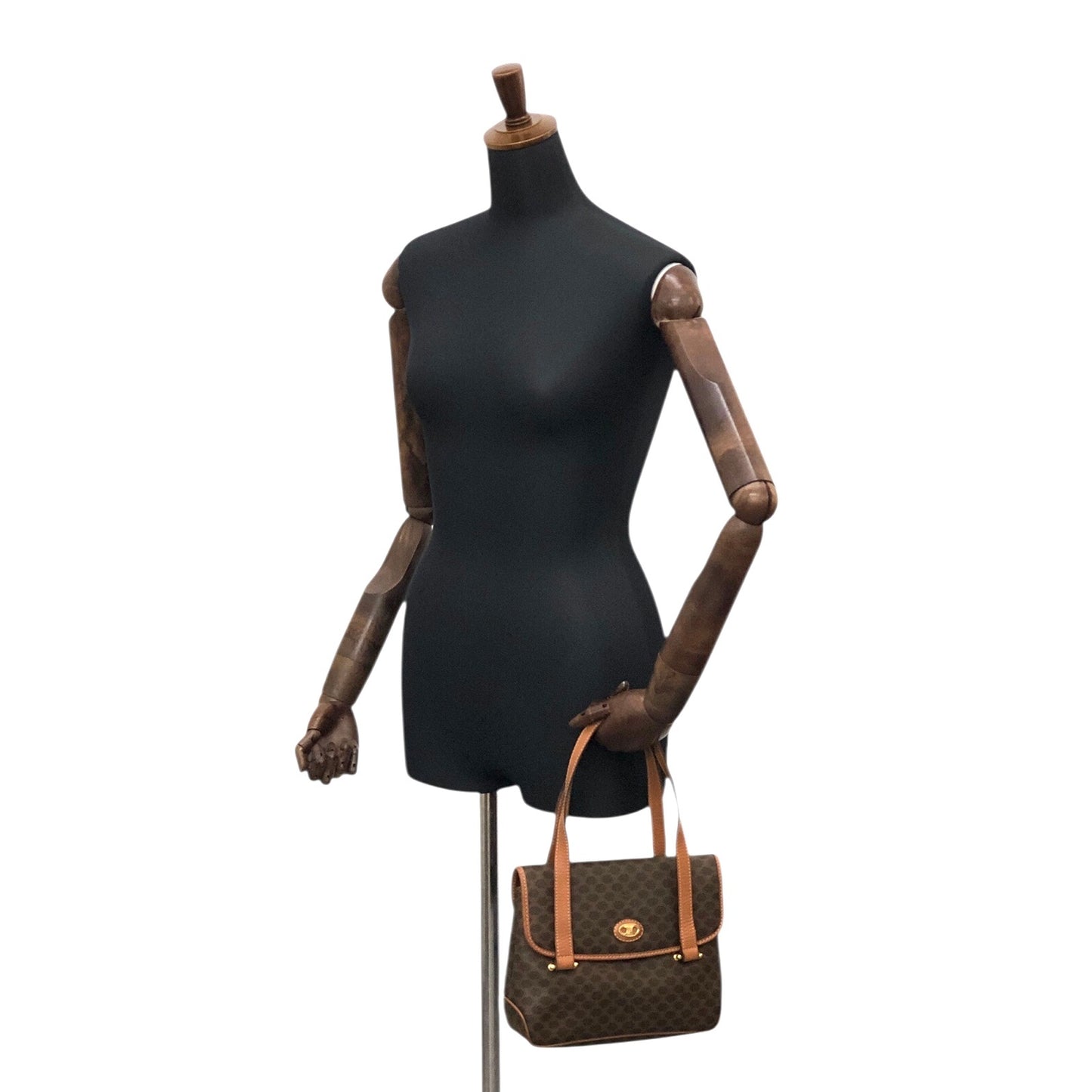 CELINE Macadam Handbag Brown Vintage 5fmrk2