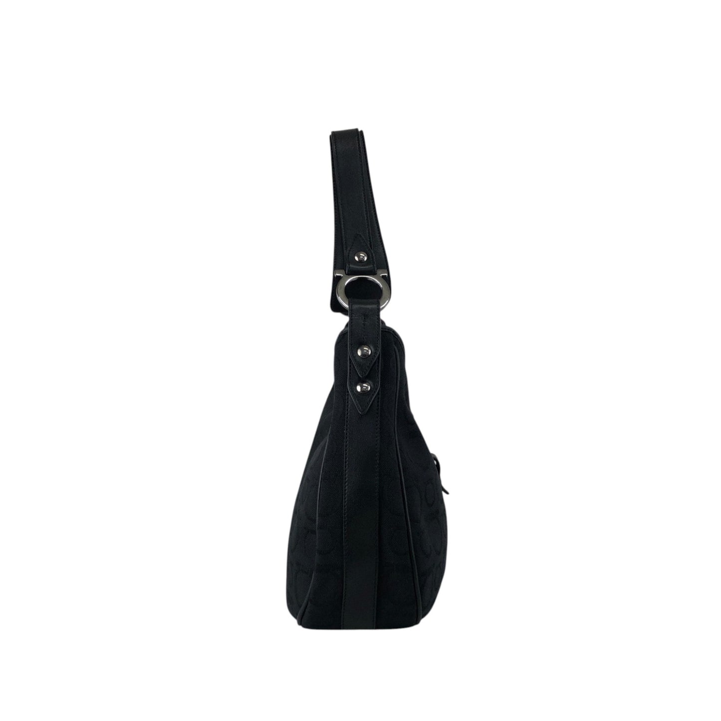 Salvatore Ferragamo Gancini Shoulder bag Black Vintage fxsbuf