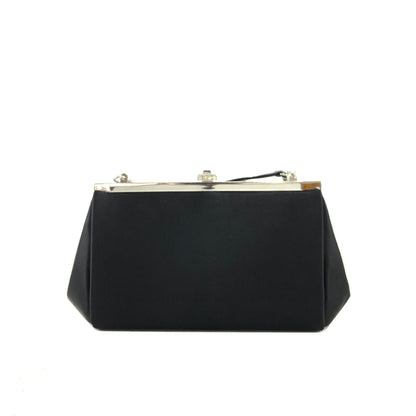 GUCCI Rhinestone Satin clasp Shoulder bag Black Vintage xcuw5e
