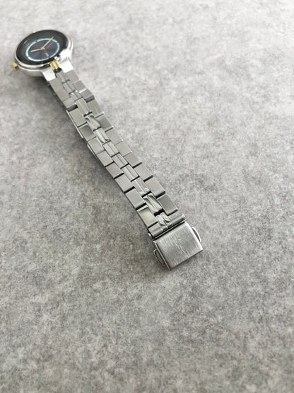 Yves Saint Laurent YSL Logo Quartz Watch Silver×Blue 5421-H13855 Vintage uchgez