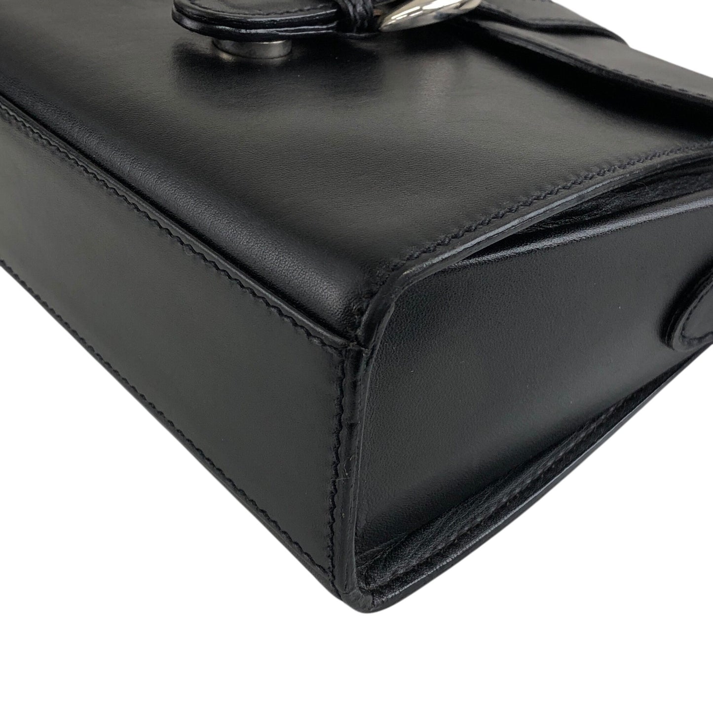 GUCCI Front Buckle Shoulder bag Black Vintage 6rzffs