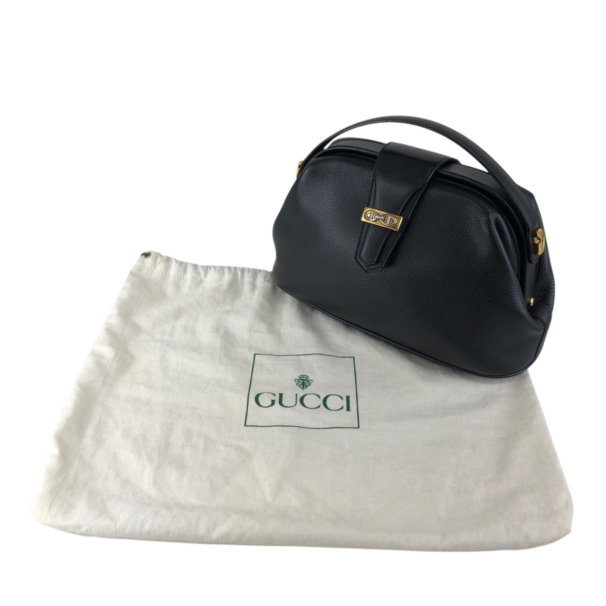 GUCCI Horse Bit Top Handle Handbag Black Vintage ied7b7