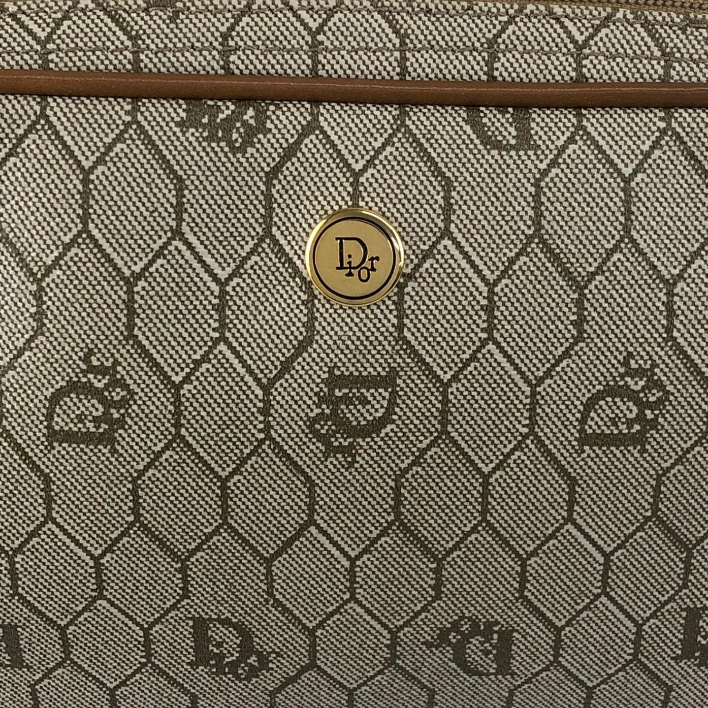 Christian Dior Small Honeycomb Pattern Logo Shoulder bag Beige