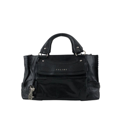 CELINE Horse Carriage Logo Handbag Black Vintage v5s4uu