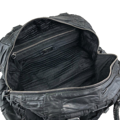 PRADA Triangle Logo Handbag Black Vintage g8wpjj