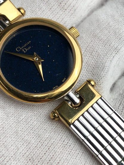 Christian Dior Logo Watch Silver×Gold 3025 Vintage fadvvc