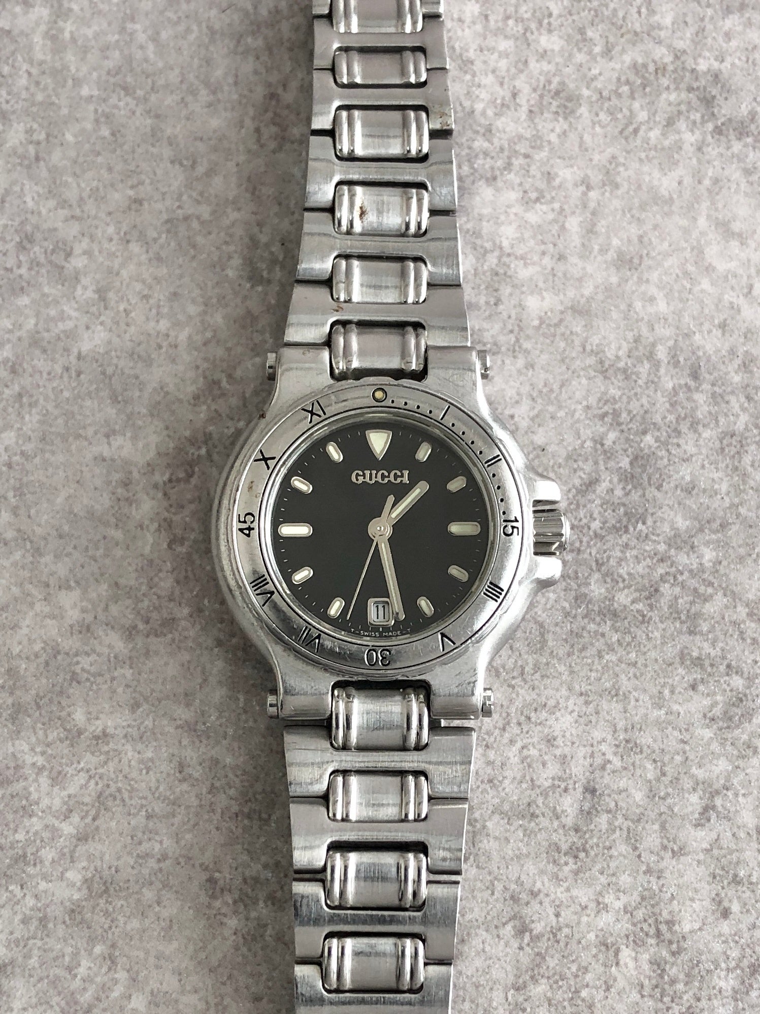 GUCCI Logo Quartz Watch Silver 9700L Vintage gxdvy8 – VintageShop solo