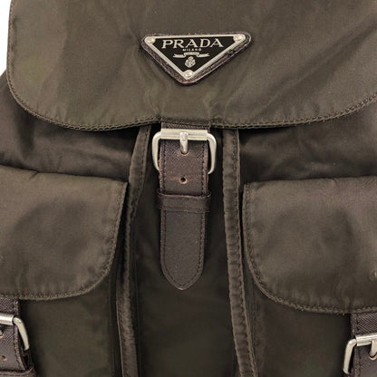 PRADA Triangle Logo Front Buckle Backpack Brown Vintage zuawdm