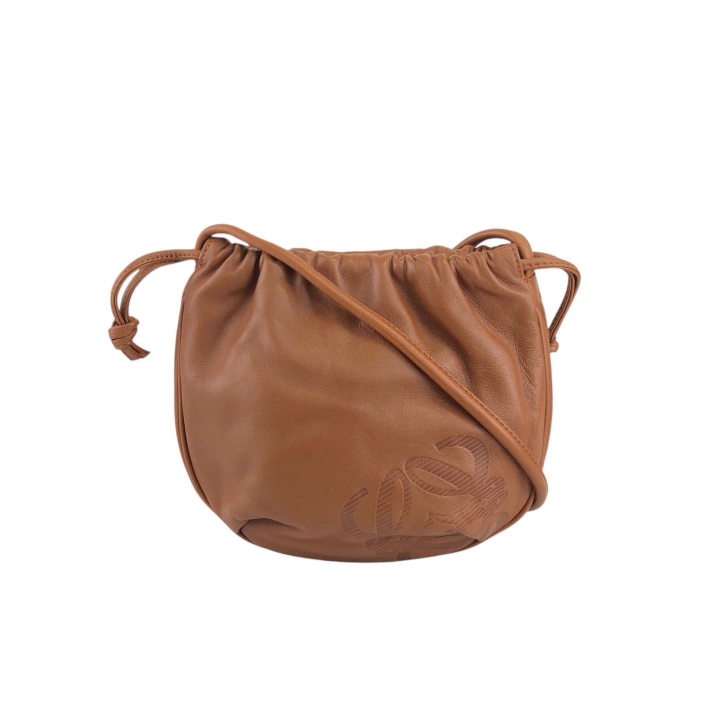 LOEWE Anagram Drawstring Shoulder bag Brown Vintage fzwga5