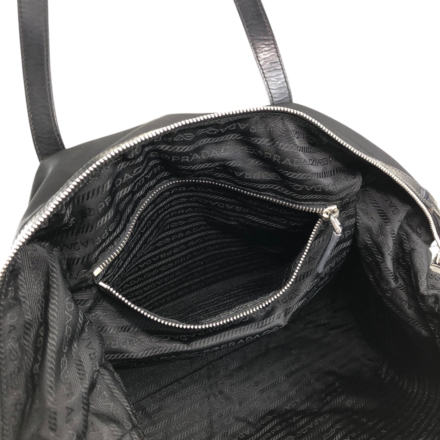 PRADA Tessuto Triangle Logo Padlock Totebag Black Vintage cfbs7r