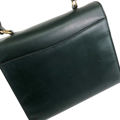 CELINE Front Buckle Handbag Dark Green Vintage c2gxe7