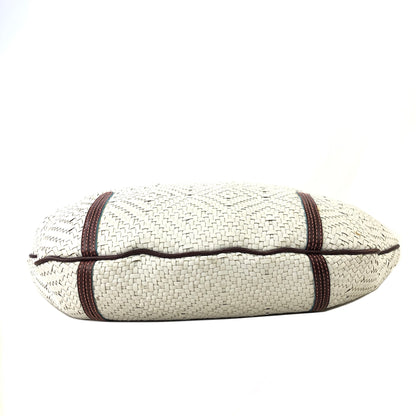 LOEWE Basket Weave Leather Handbag Hobobag White Vintage dzah7u