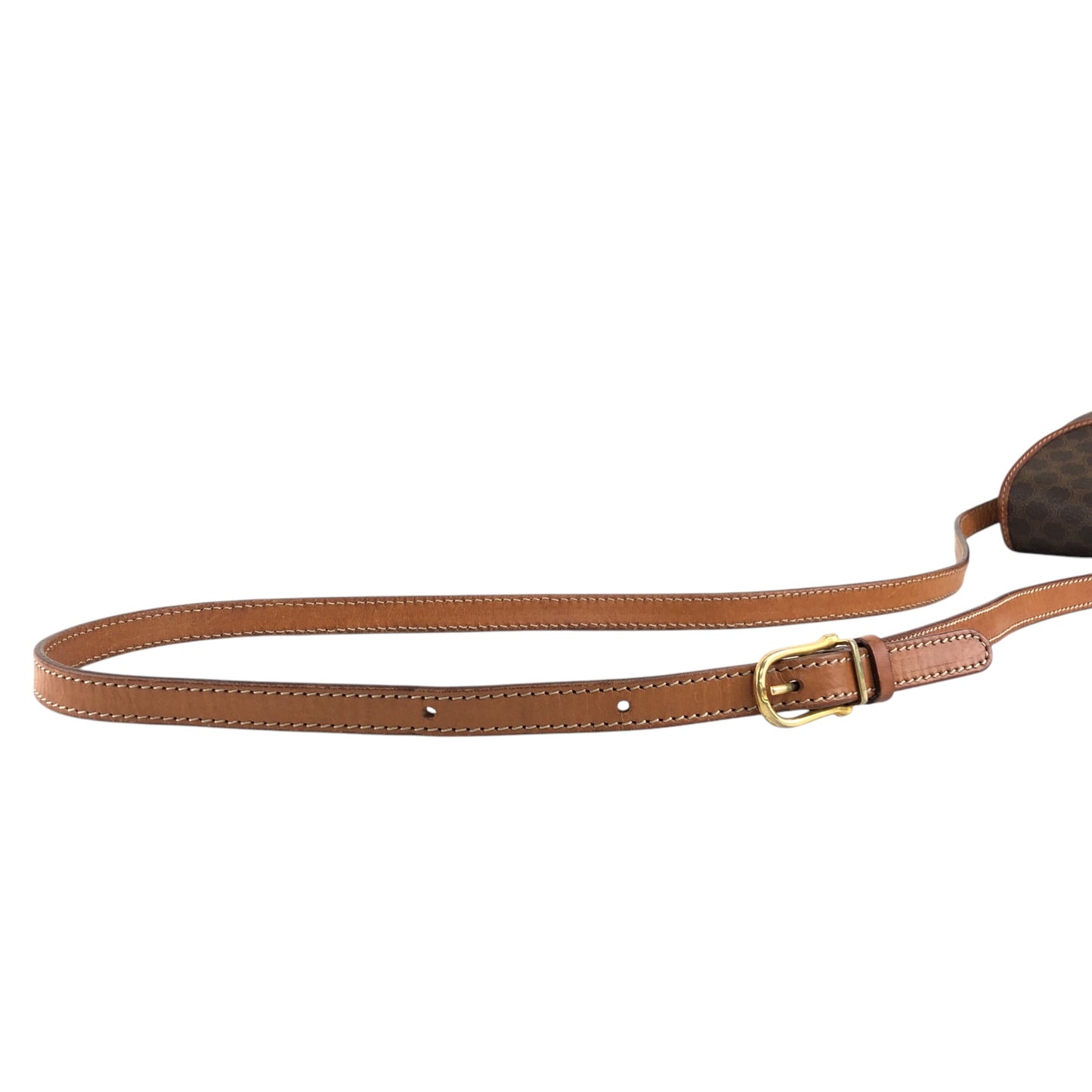 CELINE Macadam Blason Front Buckle Shoulder bag Brown Vintage iv3thu