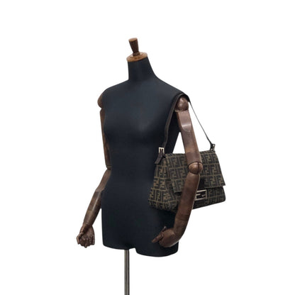FENDI Zucca Logo Shoulder bag Brown Vintage df4sym