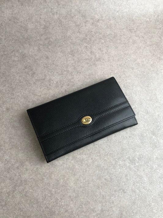 Christian Dior Metal Clasp Long Wallet Black Vintage k8a5us